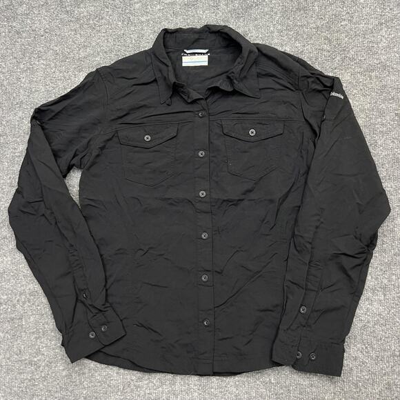 Columbia Shirt Womens Small Black Omni-Shade Sun Protection Nylon Outdoor Hiking - Picture 1 of 9
